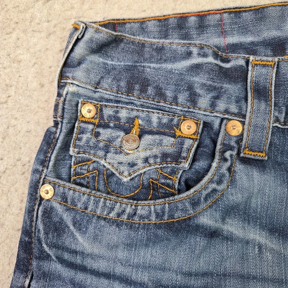 True Religion World Tour Mens Straight Flap Pockets Jeans Size 34x34 Denim